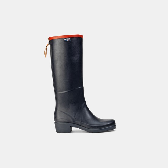 Aigle The Heeled Rain Boots Women Black ZA-14802